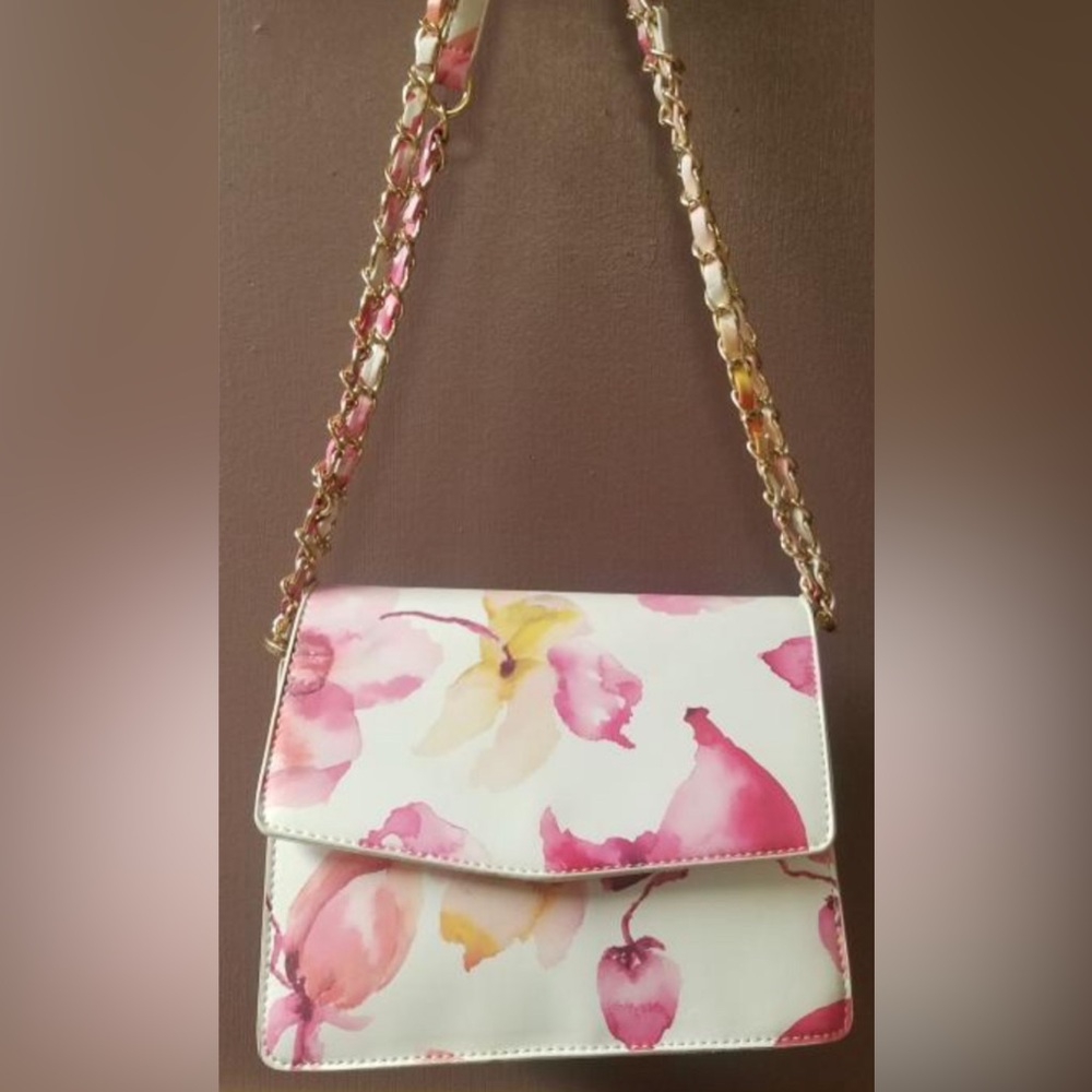 NWT JUSTFAB Make it Pop Pink Floral Spring Crossbody Bag Sz S